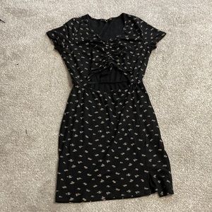black floral mini dress